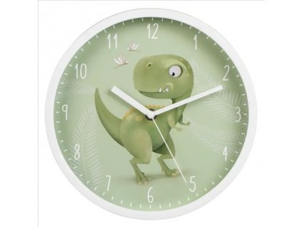 Hama Happy Dino, dětské nástěnné hodiny, průměr 25 cm, tichý chod