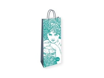 PRESCO Dárková taška na lahev Alfons Mucha – Emerald, Fresh Collection