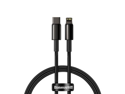 Baseus Tungsten Gold rychlonabíjecí / datový kabel USB-C na Lightning PD 20W 1m, černá