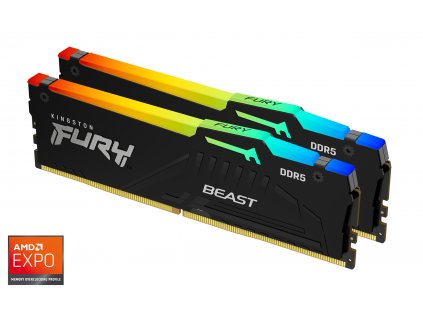 Kingston Fury Beast DDR5 64GB 5200MHz CL36, RGB chladič (Kit 2x32GB), AMD EXPO
