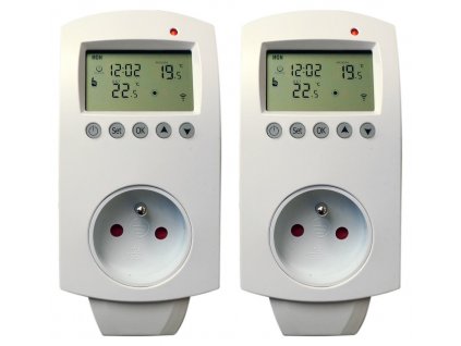 XtendLan Wi-Fi termostatická zásuvka/ 16A/ senzor/ displej/ kalendář/ časovač/ TUYA/ bílá/ Double Pack