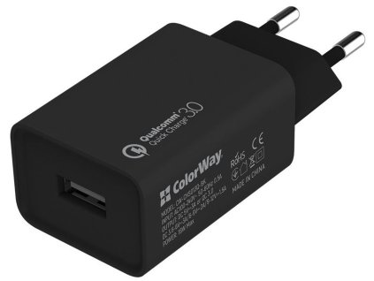 ColorWay AC nabíječka 1xUSB QC3.0 18W, černá