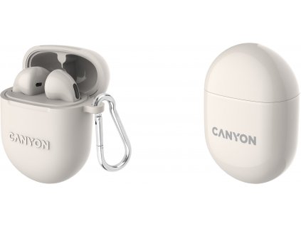 CANYON TWS6BE Bluetooth bezdrátová sluchátka s mikrofonem, béžová