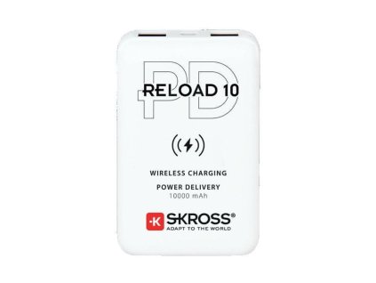 Skross Powebanka Reload 10 Wireless 10000mAh, USB-A, USB-C, bílá