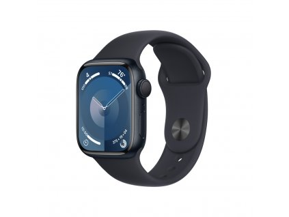 Apple Watch Series 9 41mm Temně inkoustový hliník s temně inkoustovým sportovním řemínkem - S/M