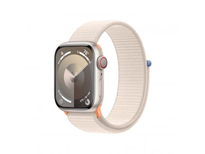 Apple Watch Series 9 41mm Cellular Hvězdně bílý hliník s hvězdně bílým provlékacím sportovním řemínkem