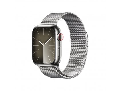 Apple Watch Series 9 41mm Cellular Stříbrný nerez s stříbrným milánským tahem