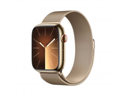 Apple Watch Series 9 45mm Cellular Zlatý nerez se zlatým milánským tahem