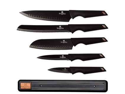 BerlingerHaus Sada nožů s magnetickým držákem 6 ks Black Rose Collection
