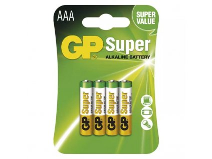 GP baterie Super Alkaline LR03 (AAA, mikrotužka), blistr 4 kusy
