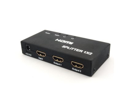 HDMI splitter 1-2 portů kovový s napájecím adaptérem, 3D, FULL HD