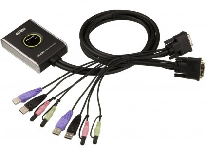 ATEN 2-port DVI KVMP USB2.0, mini, audio, 1.2m