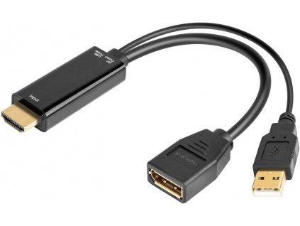 Adaptér HDMI to DisplayPort Male/Female s napájením z USB