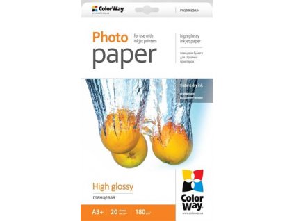 ColorWay fotopapír/ high glossy 180g/m2, A3+/ 20 ks
