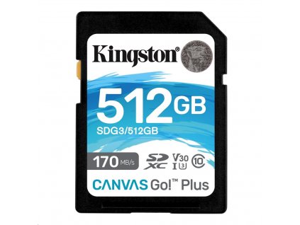 KINGSTON SDXC 512GB Canvas Go! Plus UHS-I U3 V30 rychlost až 170MB/s