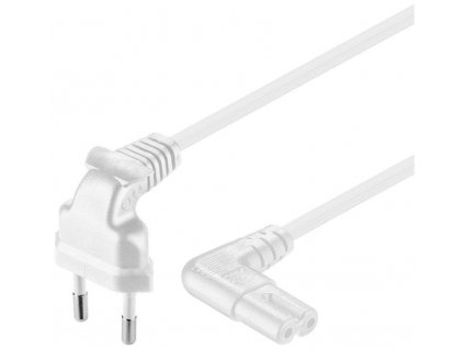 Kabel síťový 230V k magnetofonu se zahnutými konektory 5m bílý