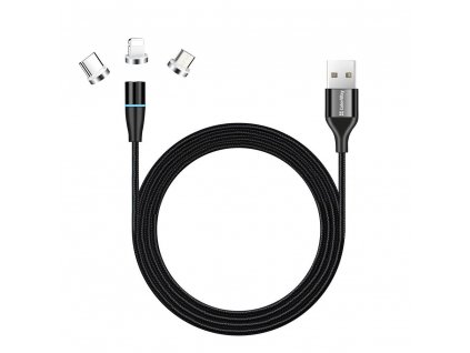 ColorWay kabel 3v1 USB - Lightning, microUSB a USB-C 1m, QC, magnetický