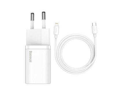 Baseus Super SI set adaptéru USB-C 20W a kabelu USB-C do Lightning 1m, bílá