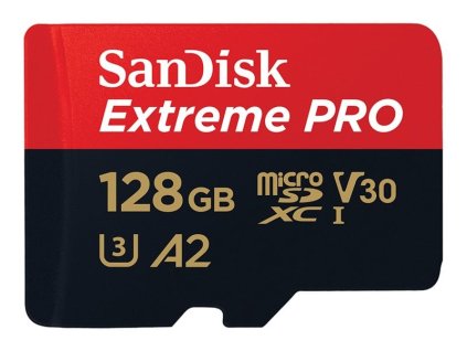 SanDisk Extreme PRO microSDXC 128GB 200MB/s A2 Class 10 V30 UHS-I U3, adapter