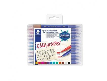 STAEDTLER Kaligrafické popisovače "Calligraph Duo", sada, 12 barev, 2,0/3,5 mm, oboustranné