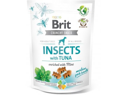 Brit Care Dog Crunchy Cracker. Insects with Tuna enriched with Mint, 200g pamlsky pro psy