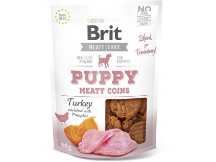 Brit Jerky Puppy Turkey Meaty Coins 80g pamlsky pro štěňata