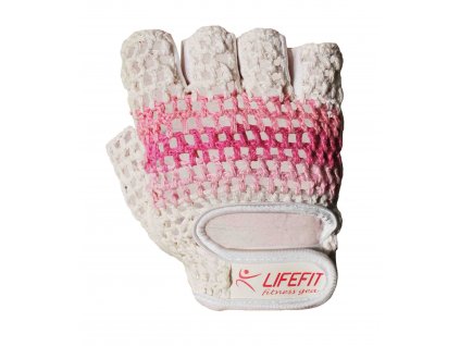 Fitness rukavice LIFEFIT KNIT, vel.M, růžovo-bílé