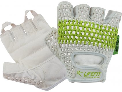 Fitness rukavice LIFEFIT FIT, vel.M, bílo-zelené