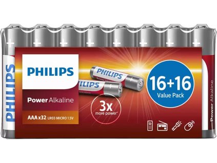 PHILIPS LR03P32FV/10 AAA Power Alkaline baterie (32ks)