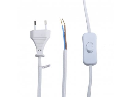 Solight flexo kabel, 2m, 2 x 0,75mm2, bílá, plochá, vypínač