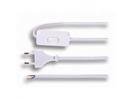 Solight flexo kabel, 2x 0,75mm2, bílá, plochá, vypínač, 3m