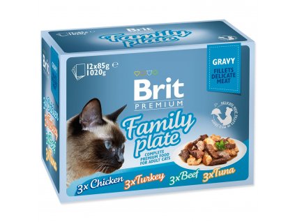 Brit Premium Cat Delicate Fillets in Gravy Family Plate 1020g (12x85g) kapsičky pro kočky