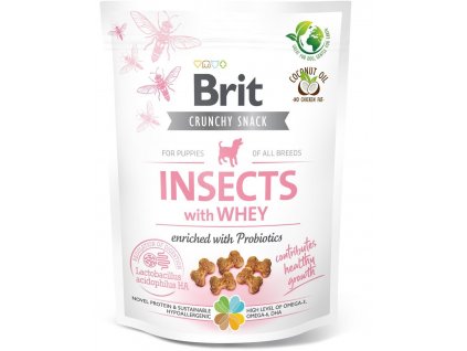 Brit Care Dog Crunchy Cracker. Puppy. Insects with Whey enriched with Probiotics, 200g pamlsky pro štěňata
