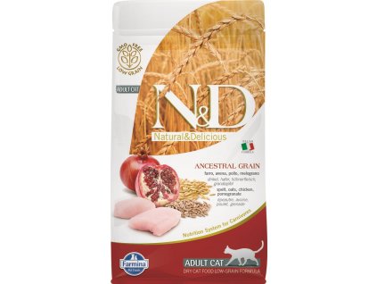 N&D LG CAT Adult Chicken & Pomegranate 10kg granule pro kočky