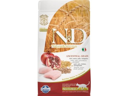 N&D LG CAT Neutered Chicken & Pomegranate 10kg granule pro kastrované kočky