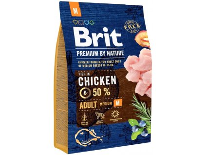 Brit Premium by Nature Adult M 3kg granule pro psy