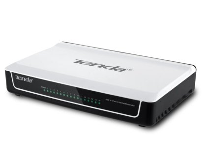 Tenda S16 - 16x 10/100 Mbps Fast Ethernet Switch, Fanless-bez ventilátorů, Desktop