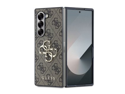 Guess PU 4G Metal Logo Zadní Kryt pro Samsung Galaxy Z Fold 6 Brown