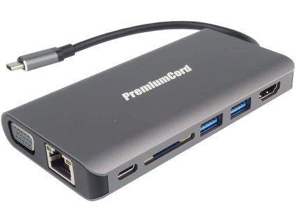 premiumcord prevodnik usb c na hdmi vga rj45 2xusb3 0 sd card 3 5mm pd charge ien510501