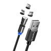 ColorWay kabel 3v1 USB - Lightning, microUSB a USB-C 1m, magnetický rotační