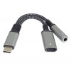 Redukce USB-C /3,5mm jack s DAC chipem + USB-C pro nabíjení 13cm