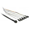 Delock kabel mini SAS HD SFF-8643 > 4 x SATA 7 pin + Sideband 0,5m kovová spona