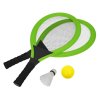 Set na plážové hry tenis/badminton 2xraketa, soft miček, badm. Košík, zelená