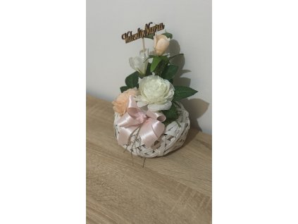 Bazsarózsás asztali dísz Valentin napra