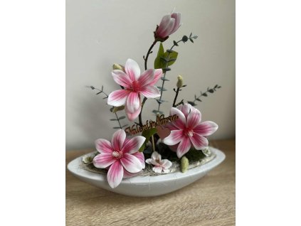 Rózsaszín cirmos, magnóliás dekoráció