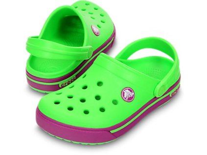 kids crocband neon green viola