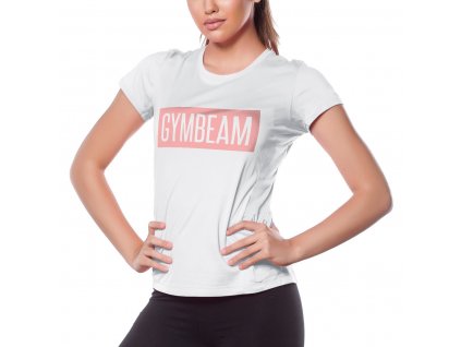 Dámske tričko Box Logo White Pink - GymBeam