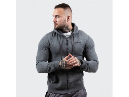 Mikina Zipper Hoodie Grey Black - GymBeam (Velikost S, Barva šedá)