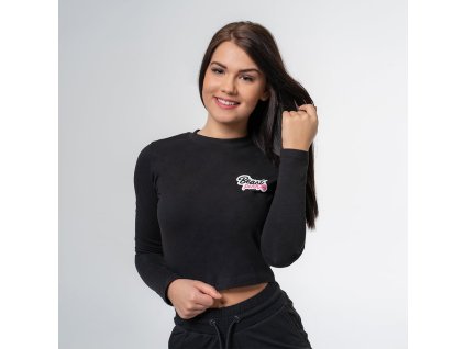 Tričko Long Sleeve Croptop Black - BeastPink