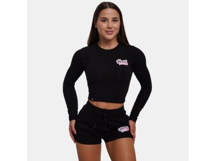 Tričko Long Sleeve Croptop Black - BeastPink (Velikost L, Barva černá)